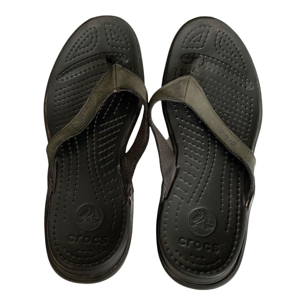 CROCS Black and Brown Flip-Flops